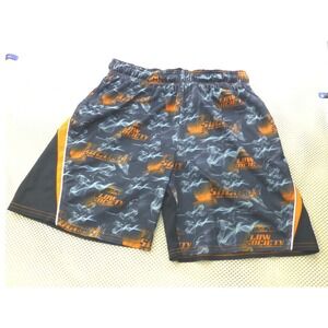 Flow Society Mens Lacrosse Shorts Black Orange Smoke Print Athletic Size Large